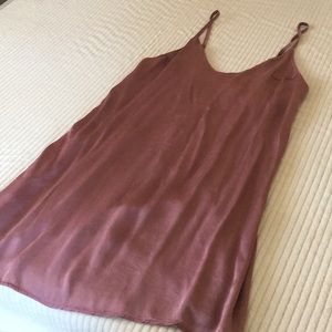 Pink satin slip dress